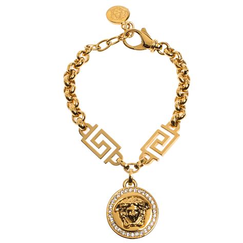 versace crystal chain bracelet|Versace Medusa Greca Chain Cuff Bracelet .